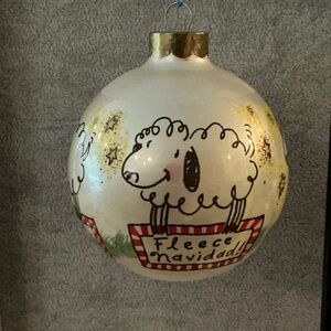 Fleece Navidad Holiday Ornament - Cream and Gold